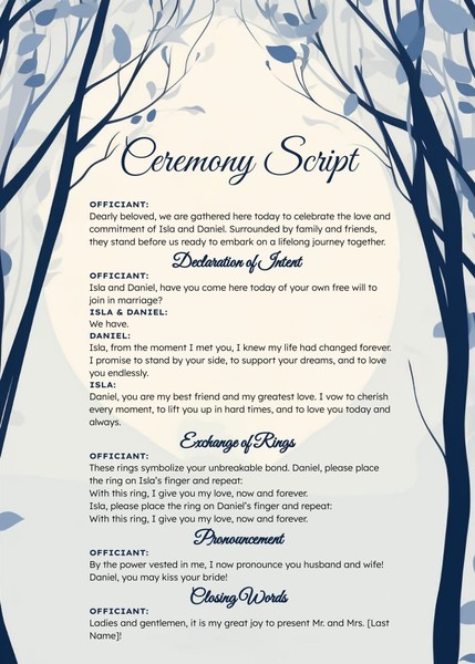 Free Aesthetic Wedding Ceremony Script Template – Google Docs