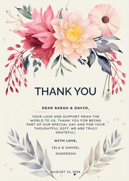 Free Bohemian Wedding Thank You Card Template – Google Docs