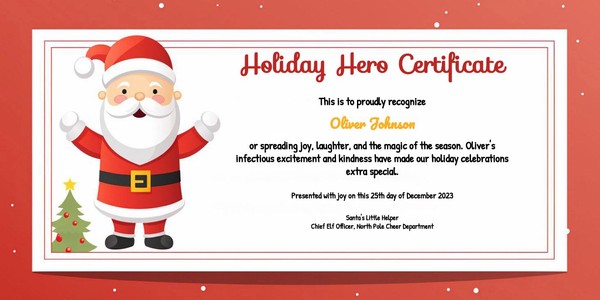 Free Christmas Child Gift Certificate Google Docs Template