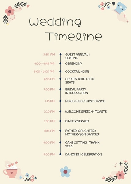 Cute Wedding Timeline Template – Google Docs