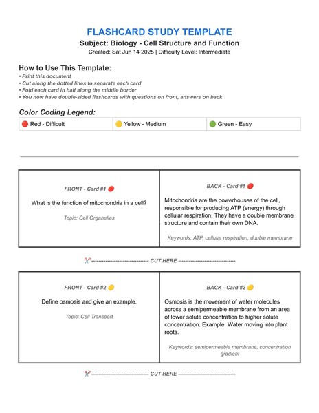 Google Docs Flashcard Template with Print-Ready Layout