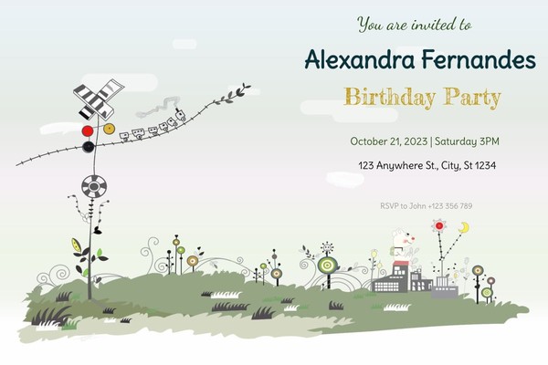 Free Birthday Invitation Postcard Google Docs Template - page 2