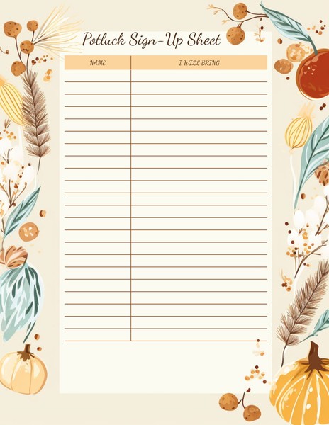 Free Thanksgiving Potluck Sign-Up Google Sheets Template