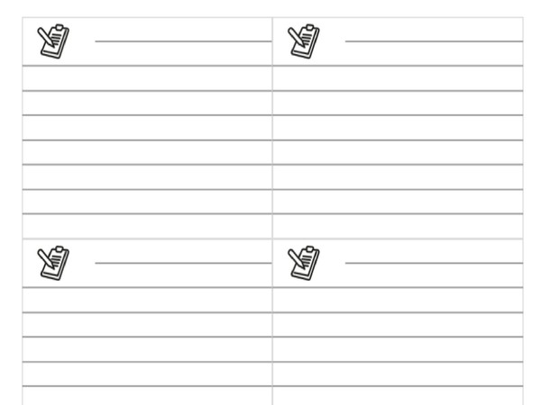 Simple Printable Index Card Google Docs Template