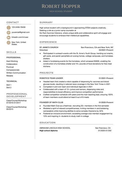Premium High School Graduate Resume Google Docs Template