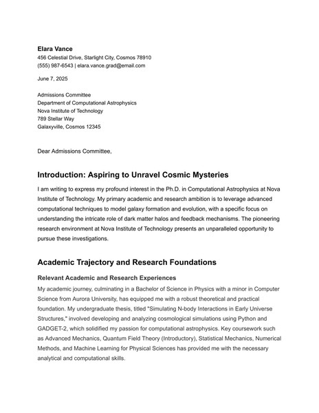 Free Graduate School Letter of Intent: Google Docs Template