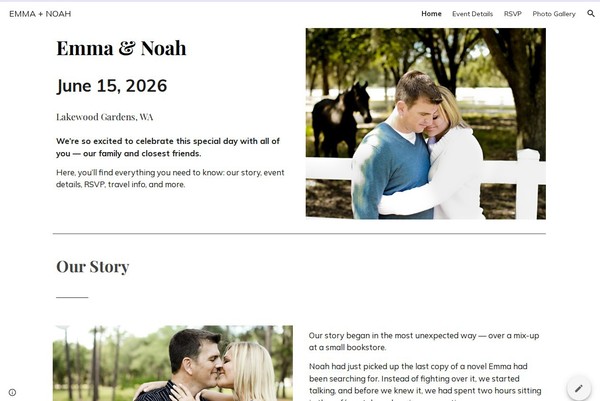 Free Modern Wedding Google Sites Template