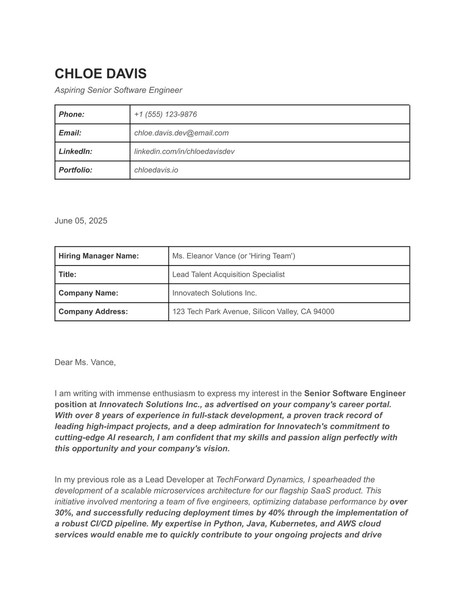 Modern Job Application Letter of Intent Google Docs Template