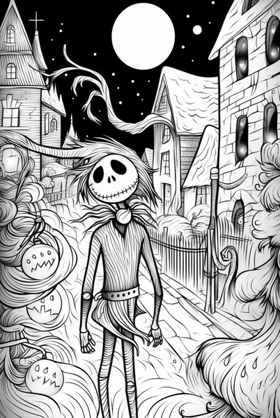 Free Printable Jack Skellington Santa Coloring Page - Nightmare Before Christmas