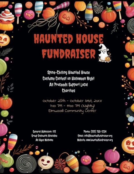 Pumpkin Patch Ghost Border Halloween Flyer Template