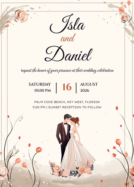 Romantic Wedding Invitation Google Docs Template