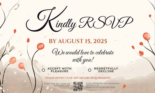 Romantic Wedding RSVP Card Google Docs Template