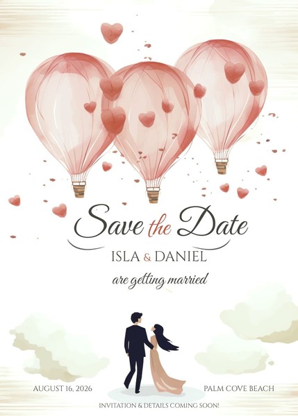 Romantic Wedding Save the Date Google Docs Template