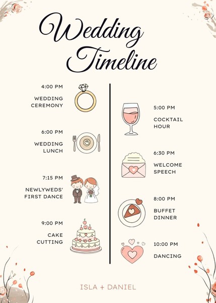 Romantic Wedding Timeline Google Docs Template