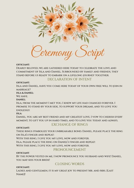 Free Rustic Wedding Ceremony Script Template – Google Docs