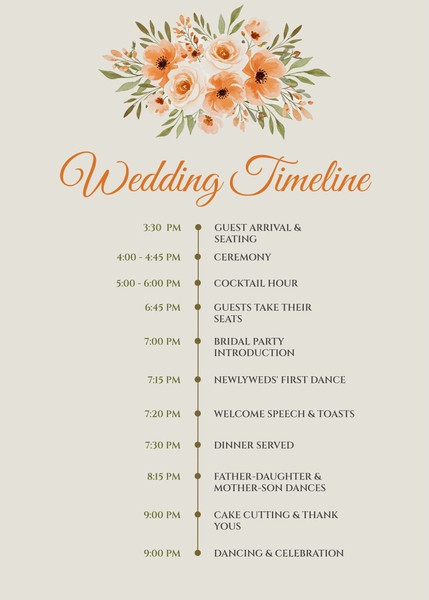 Rustic Wedding Timeline Template – Google Docs