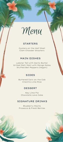 Free Beach-Themed Wedding Menu Template – Google Docs
