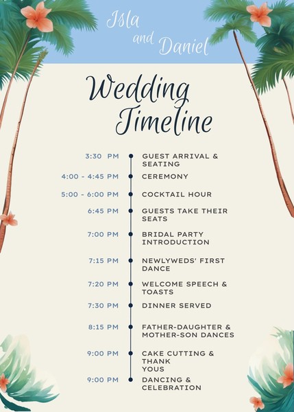 Beach-Themed Wedding Timeline Template – Google Docs