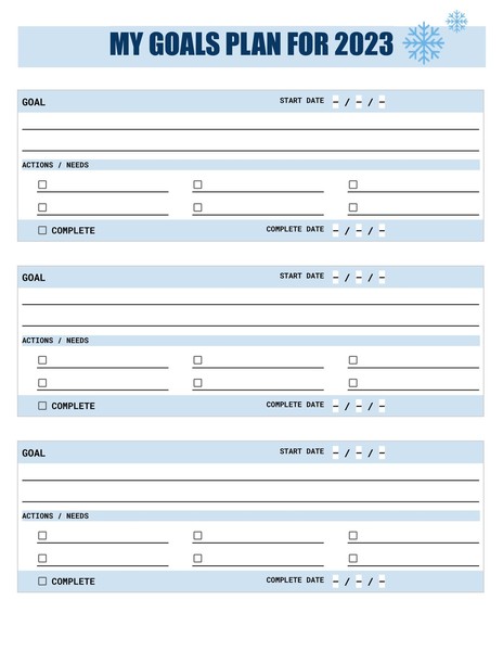 Free Snowy Year's Goals Google Docs Template — Winter-Themed Goal Planner