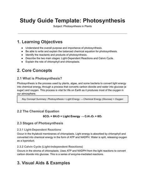Free Comprehensive Study Guide Google Docs Template