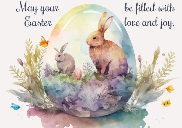 Free Watercolor Bunnies Easter Card Template | Google Docs Download