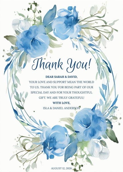 Free Watercolor Wedding Thank You Card Template – Google Docs