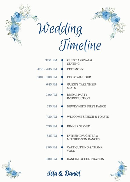 Watercolor Wedding Timeline Template – Google Docs