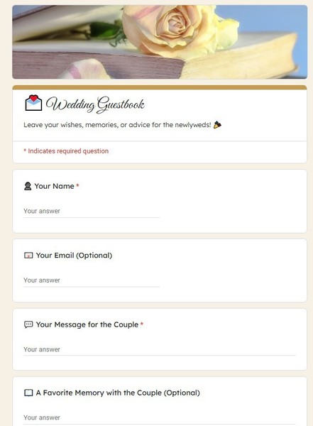 Free Wedding Guestbook Google Forms Template