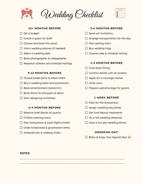 Free Wedding Checklist Google Docs Template