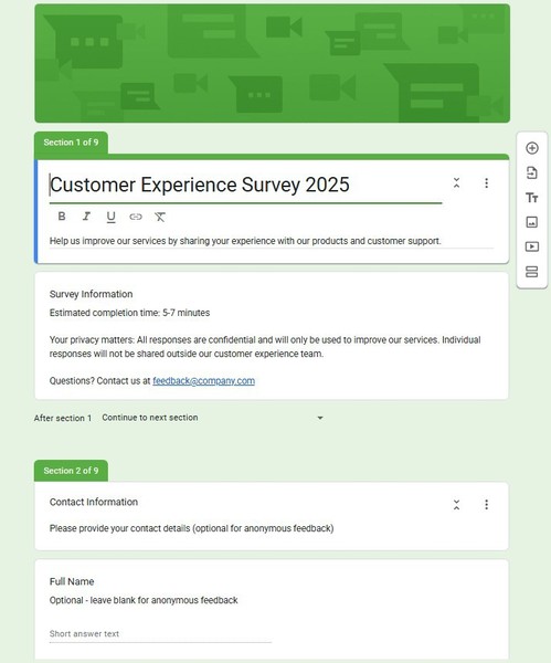 Comprehensive Survey Google Forms Template