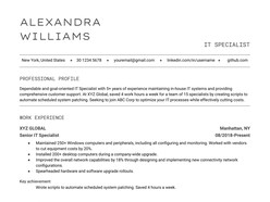 Minimalist IT Specialist Resume Template - Thumbnail