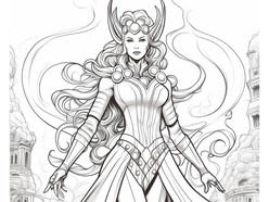 Scarlet Witch Coloring Page for Adults - Thumbnail