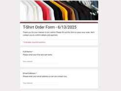 T-Shirt Order Form Template - Thumbnail