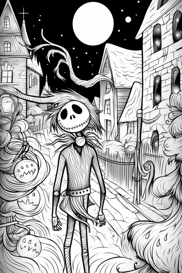 Free Printable Jack Skellington Santa Coloring Page Nightmare Before
