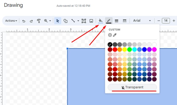 Google Docs Guide How Change Color and Border of drawing