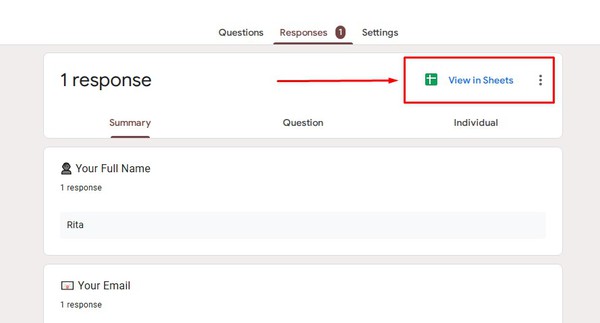 Link to Sheets button instructions